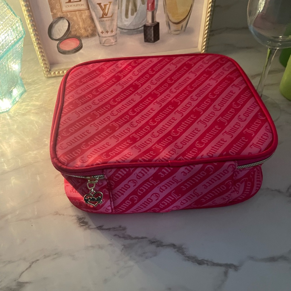 Juicy Couture Red Striped Cosmetic Case